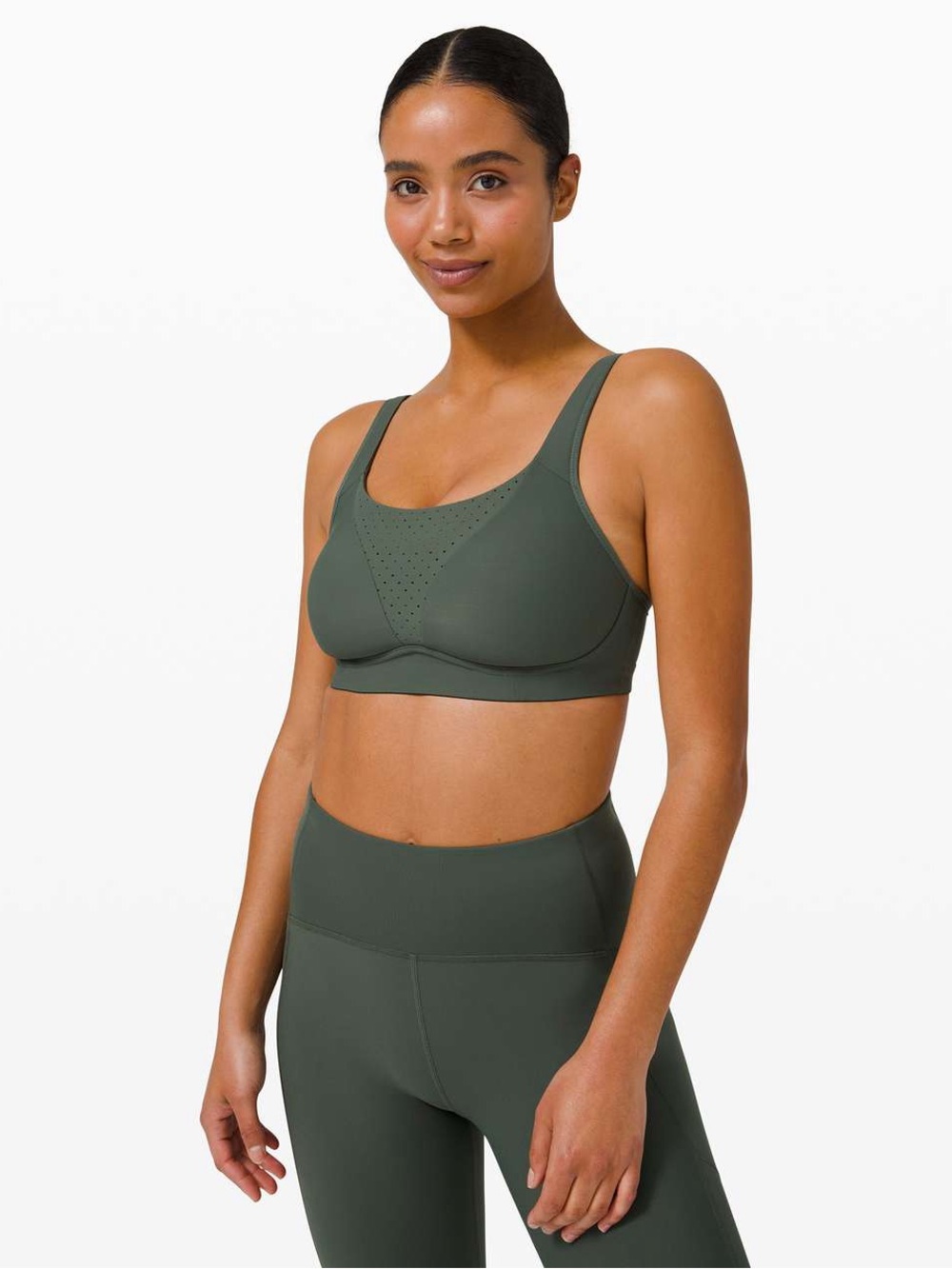 Lululemon Run Times Bra *High Support, Size 32D Smoked Spruce Green